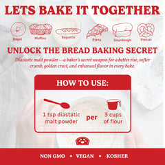 Bakers Club malt powder in a measuring scoop improving dough conditioning.