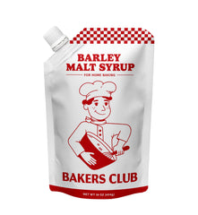 Bakers Club Barley Malt Syrup bottle showing rich malty sweetness ideal for bagels and pretzels.
