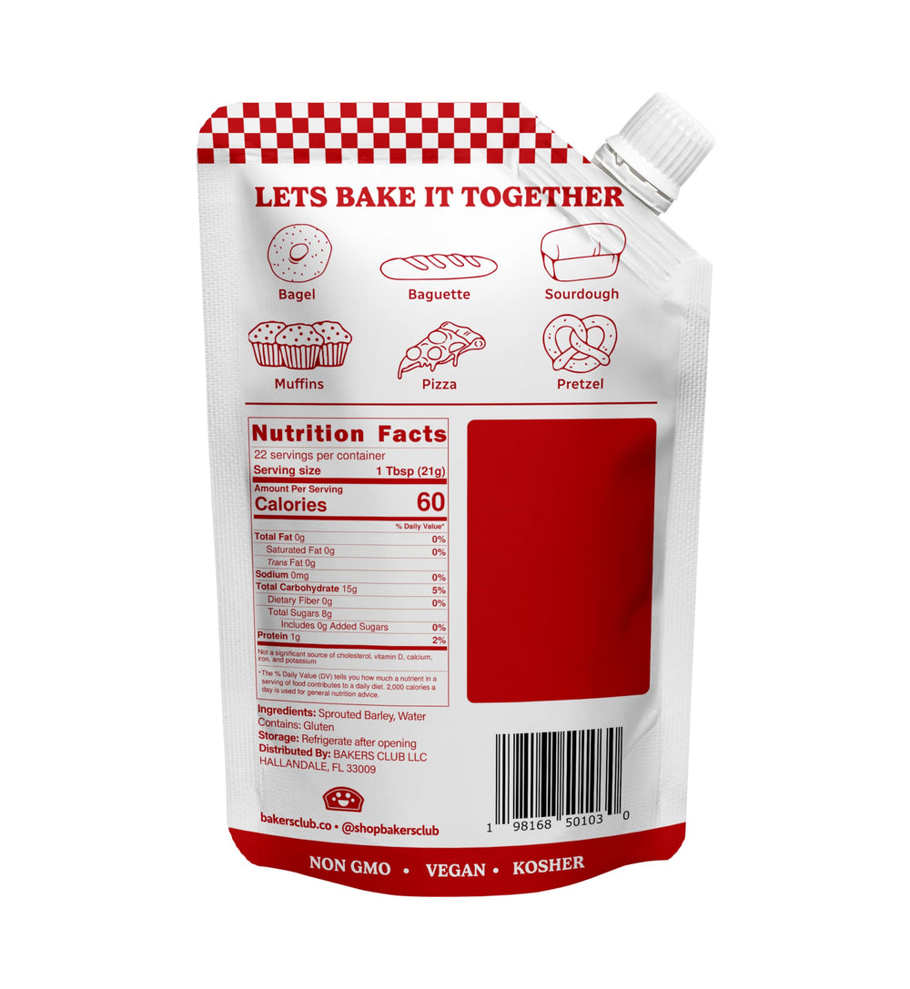 Bakers Club Barley Malt Syrup glaze pour highlighting browning and shine for artisanal breads.