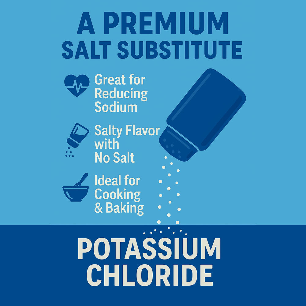 Bakers Club Potassium Chloride Powder label highlights sodium-free alternative.