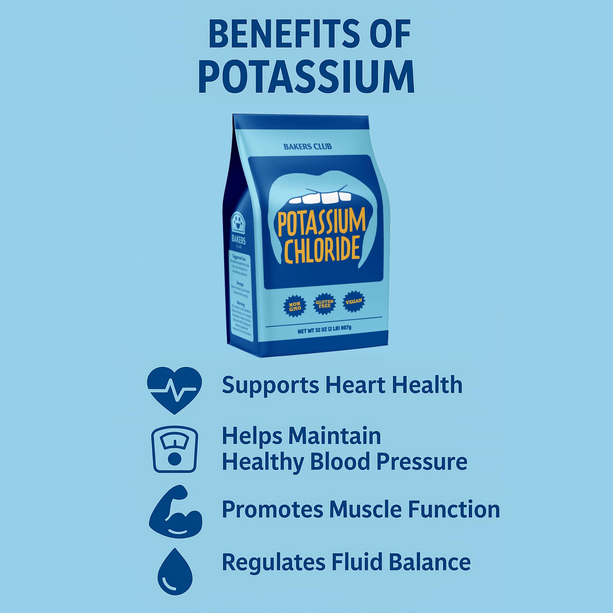 Bakers Club Potassium Chloride Powder is unflavored and blends into meals without altering taste.