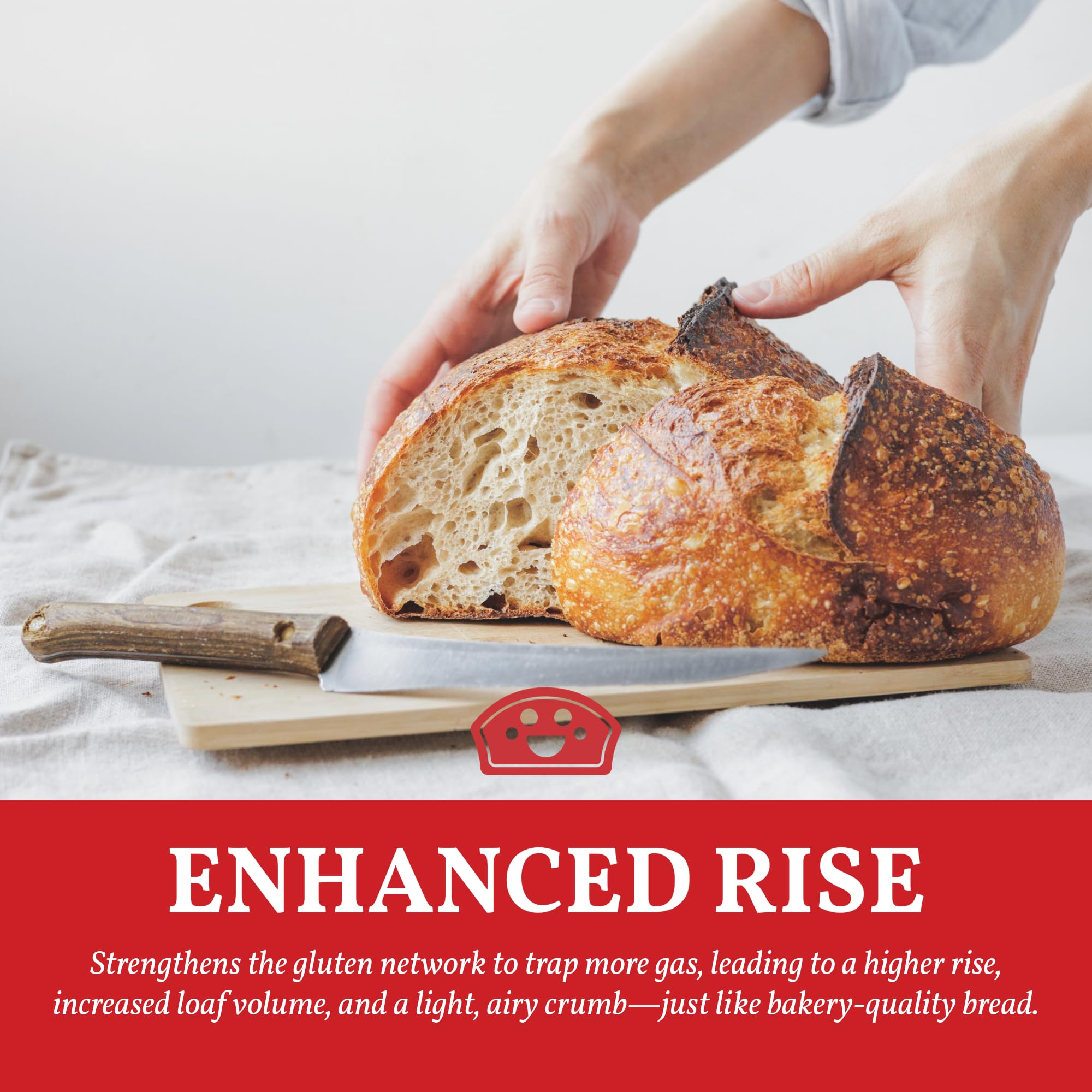 Bakers Club Pizza and Sourdough Dough Enhancer supports even rising.