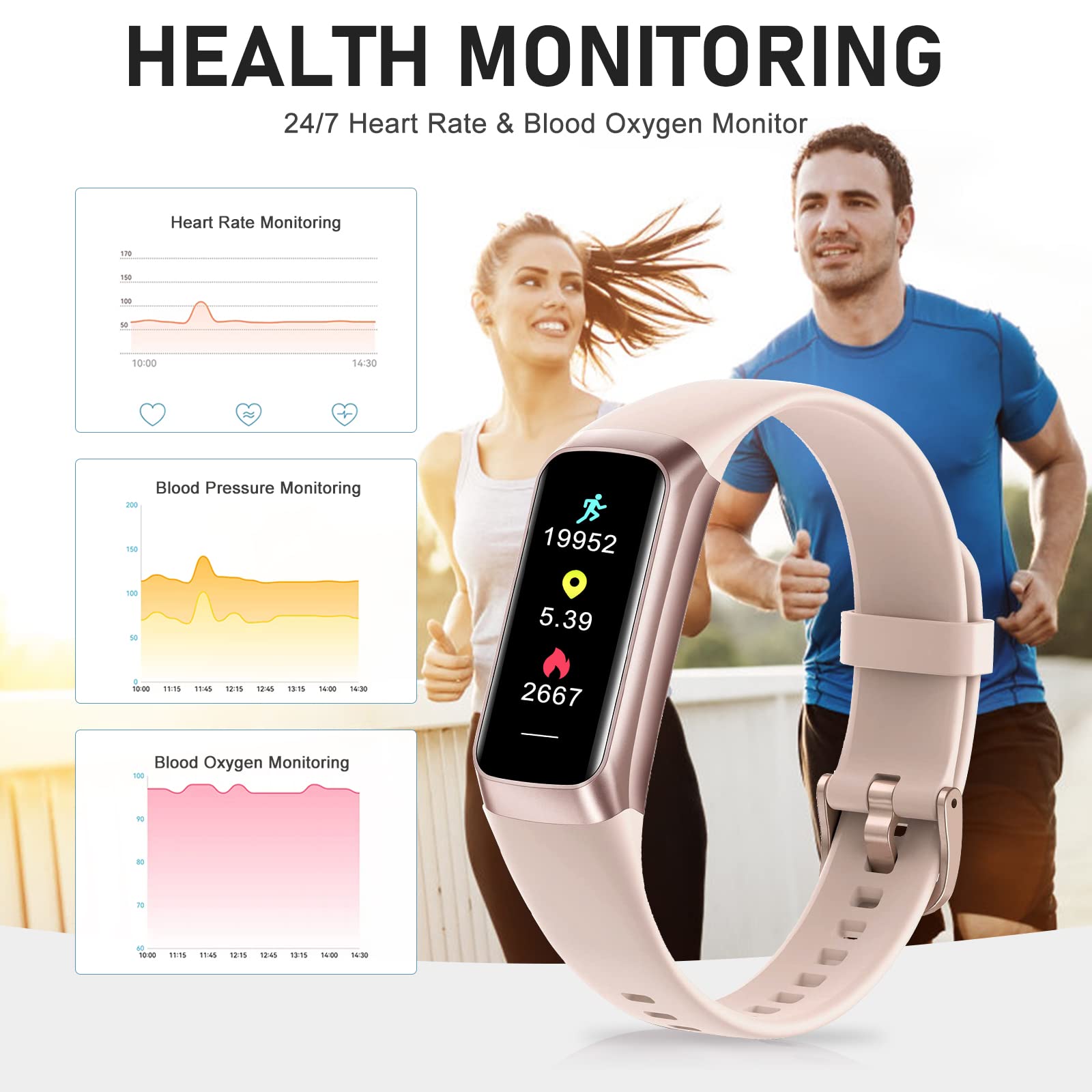 Bakoor Fitness Tracker measures blood oxygen for context during rest and activity