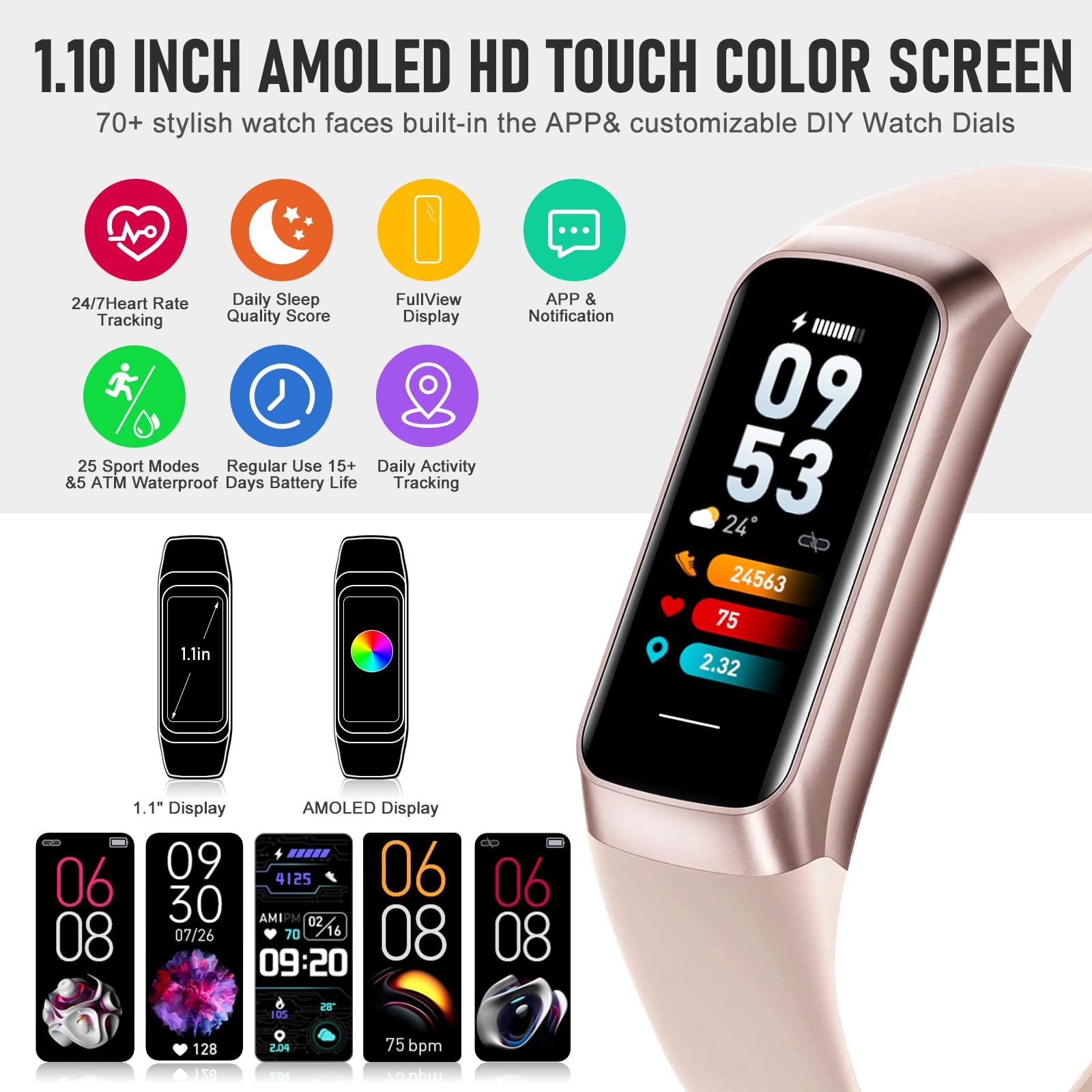 Bakoor Fitness Tracker monitors heart rate for steady activity insights