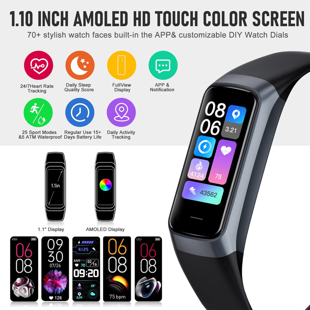 Bakoor Fitness Tracker monitors heart rate around the clock for daily activity insights.