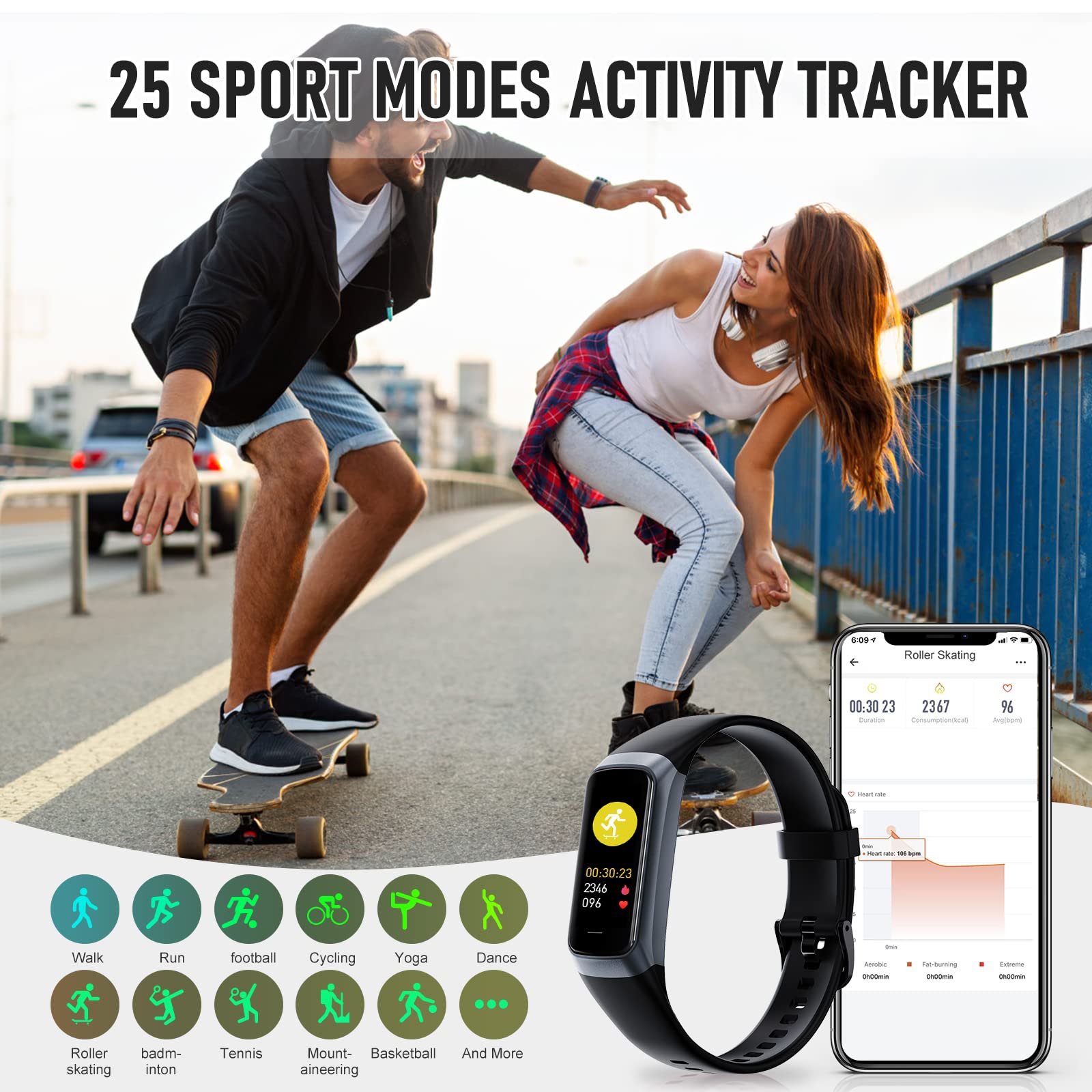 Bakoor Fitness Tracker is IP68 waterproof for rain, sweat, and splashes.