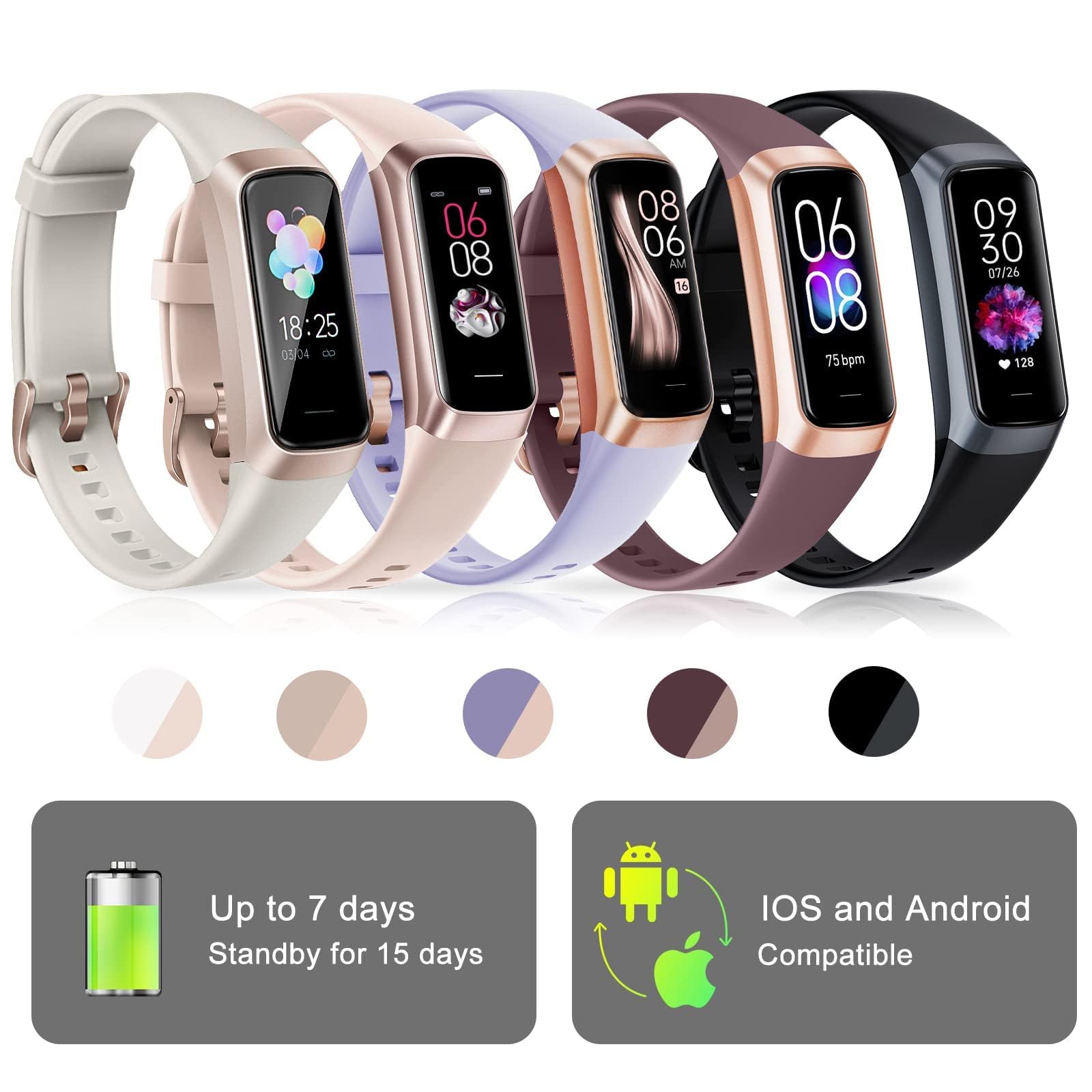 Bakoor fitness tracker notifications and long battery life reduce charging interruptions.