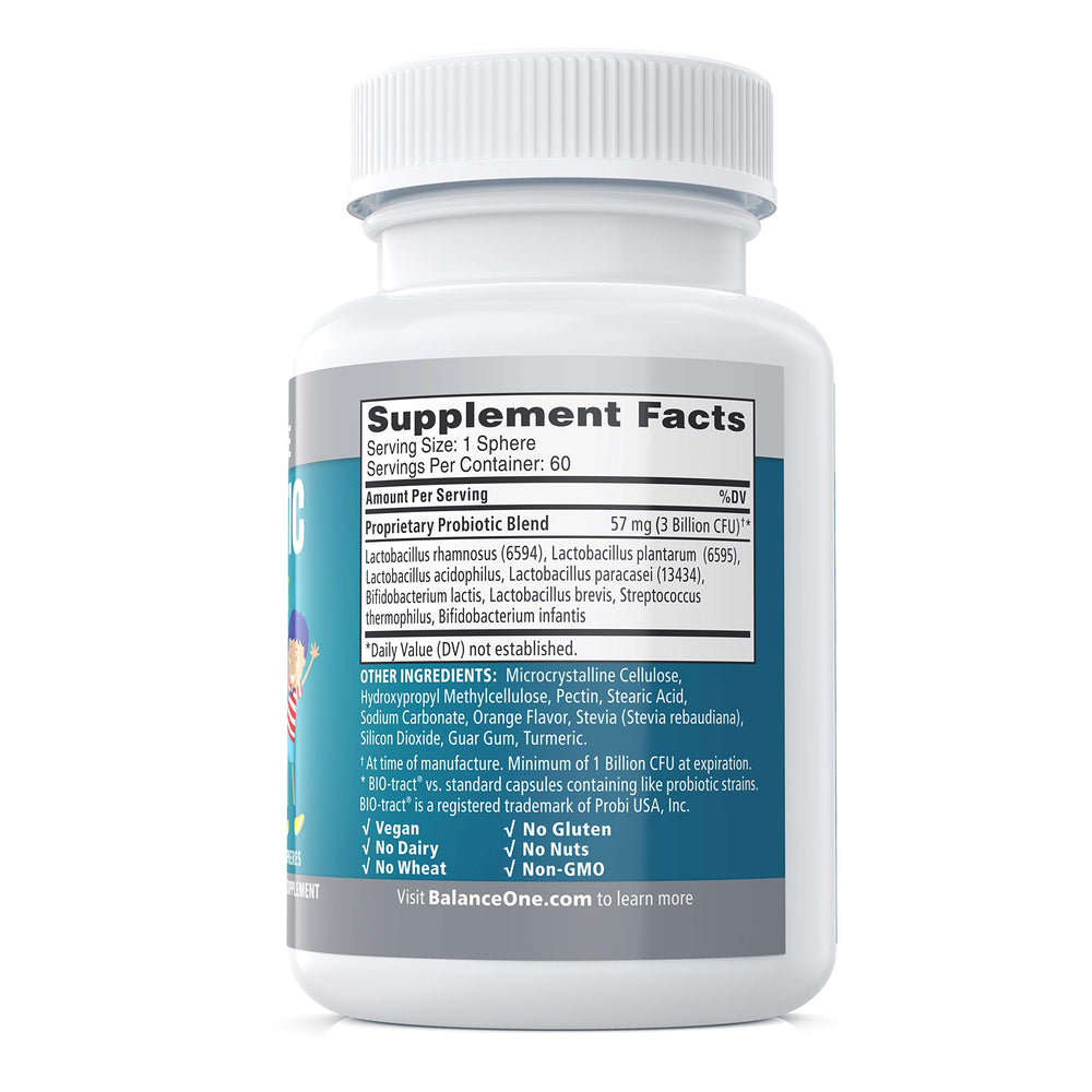 Balance ONE contains 8 kid-friendly probiotic strains for diverse gut flora