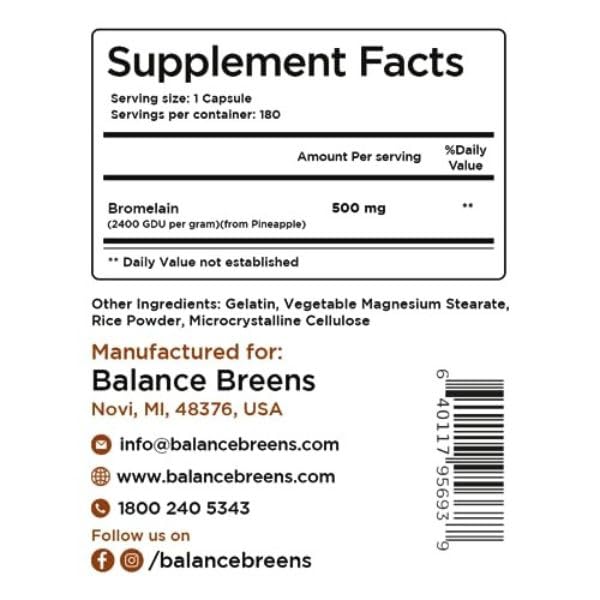 Balancebreens Bromelain 500mg digestive enzymes image suggesting protein digestion support