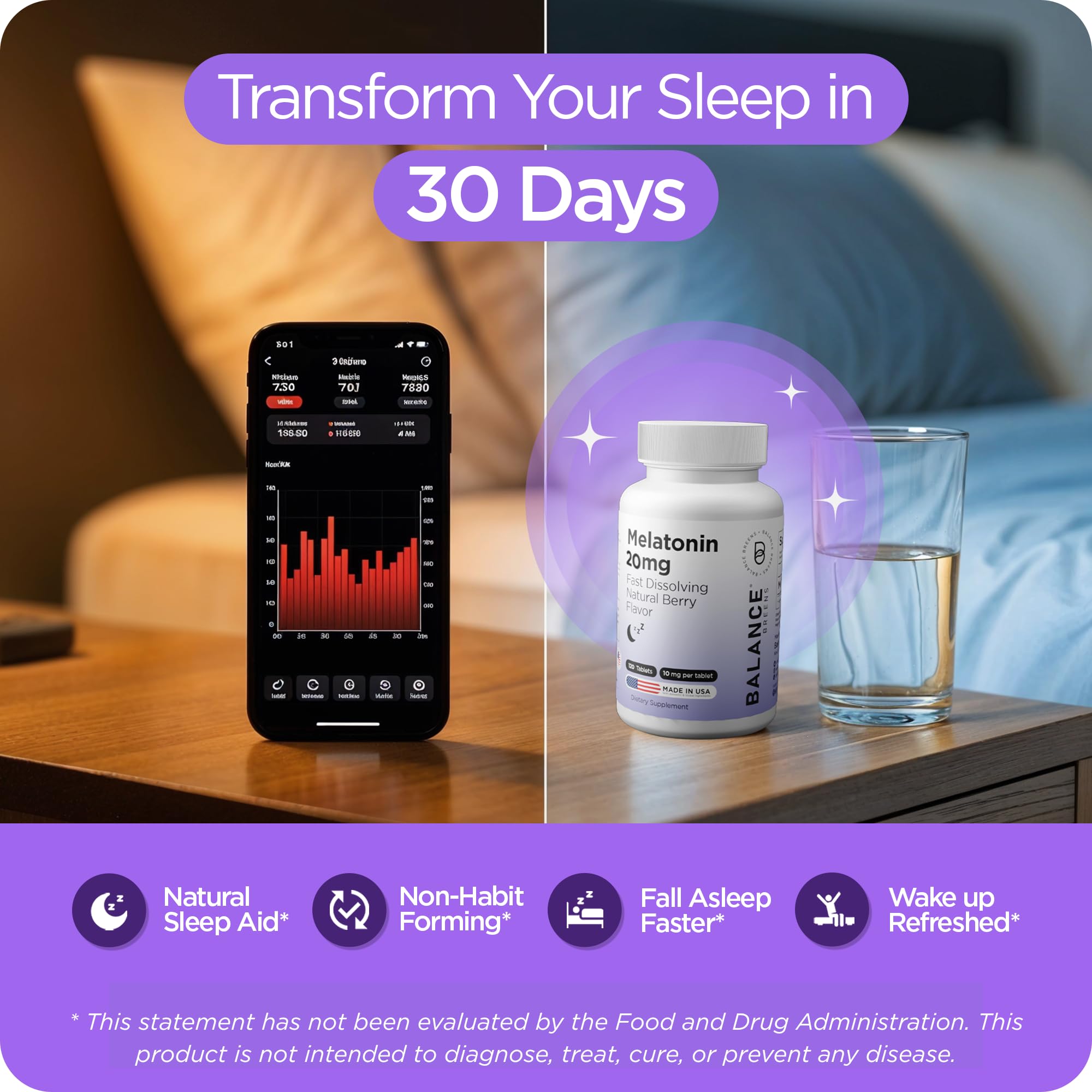 Balancebreens melatonin 20mg aids night-shift recovery and circadian reset.