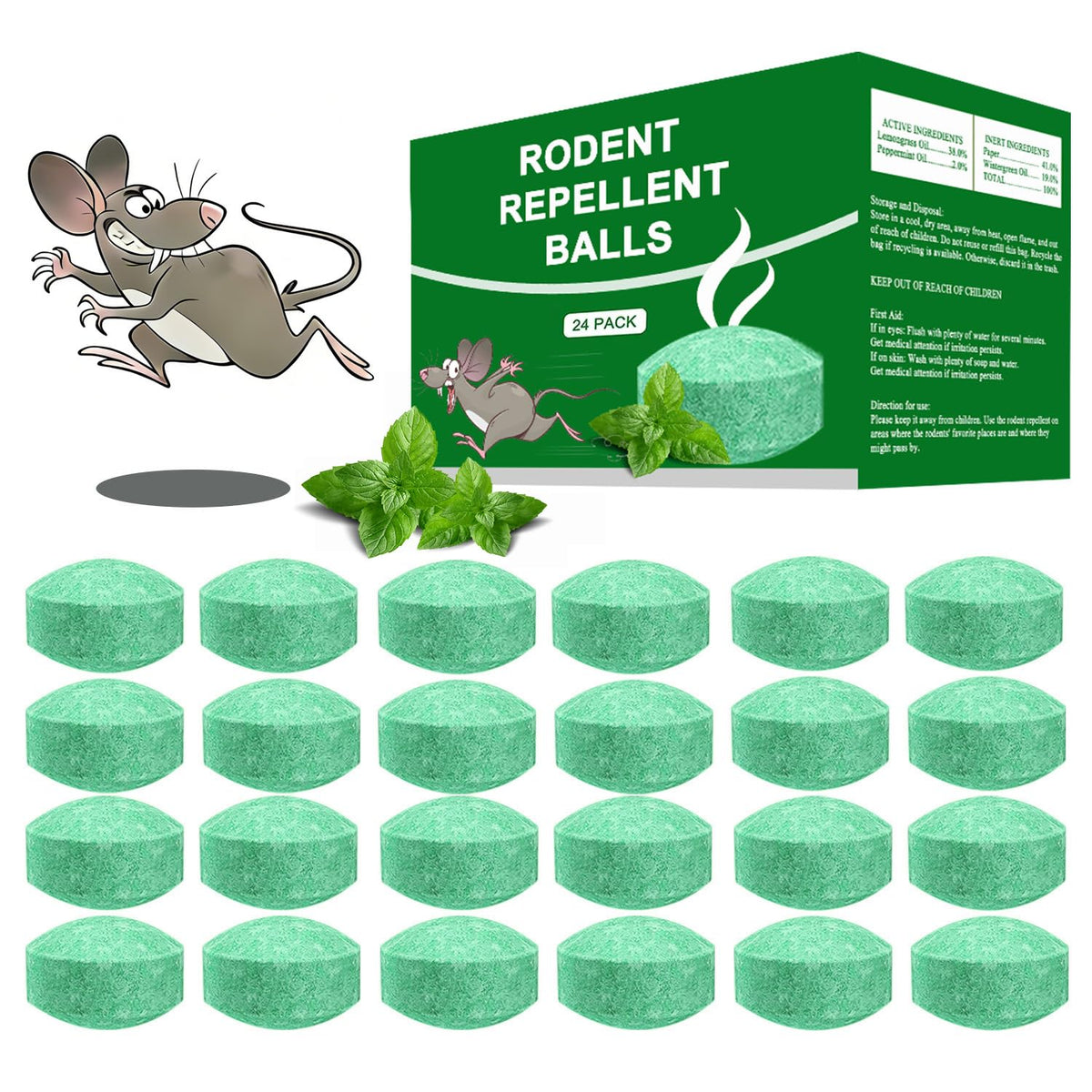 Balancexlite Plus peppermint pellets closeup showing natural deterrent scent for mice