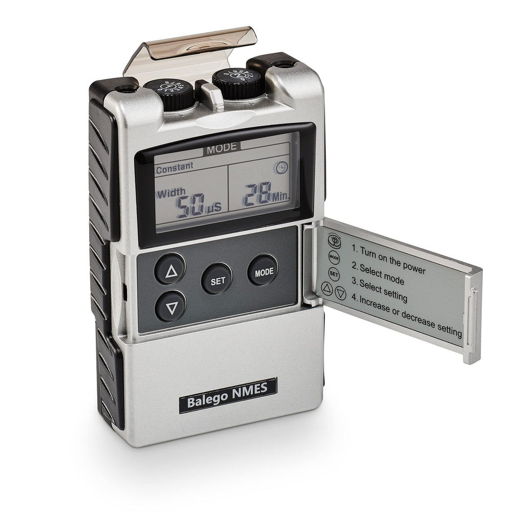 Balego EMS Digital NMES Stimulator front view for at-home muscle activation.