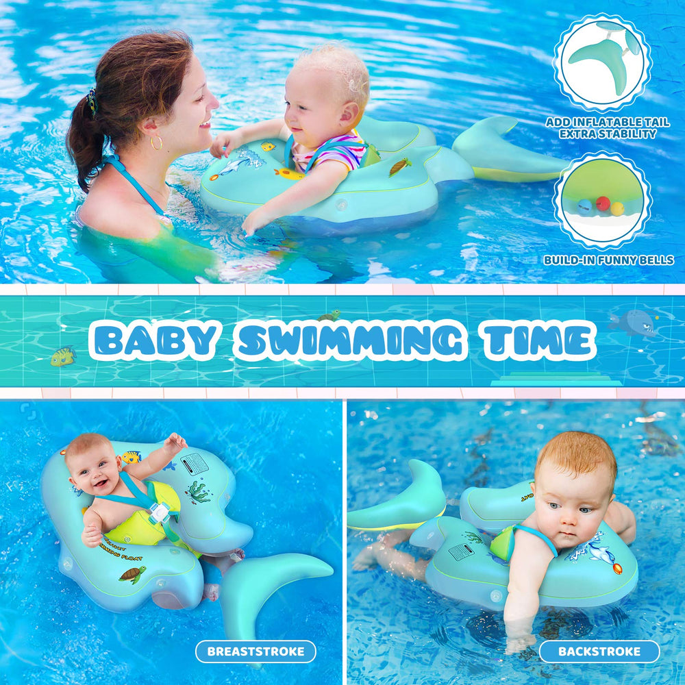 Balhvit toys and bells entertain babies during water play.