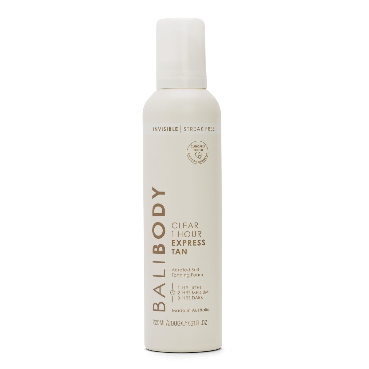 BALI BODY Clear 1 Hour Express bottle pouring for fast, natural bronzing.