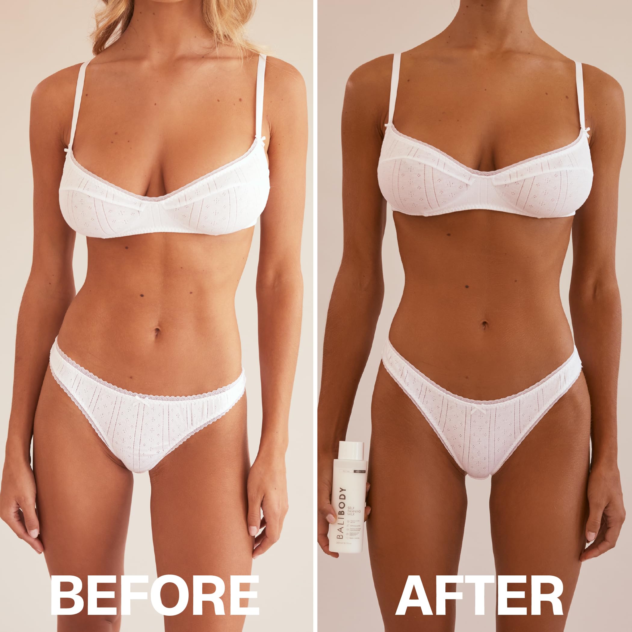 Bali Body Self Tan Milk pump shows controlled dispensing for easy use