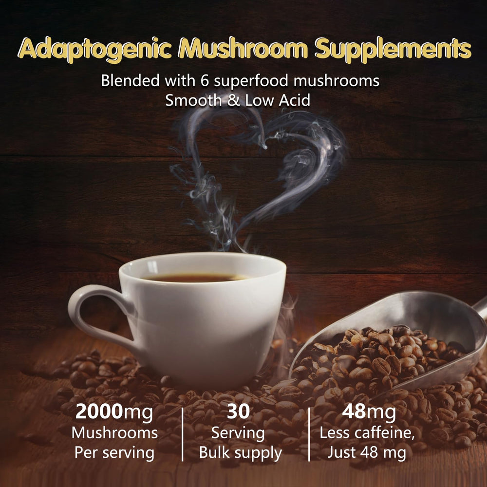 Balincer Mushroom Coffee packaging-label emphasizes natural ingredients and premium sourcing.