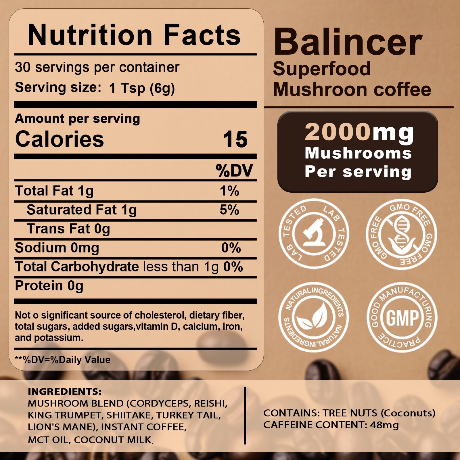 Balincer Mushroom Coffee powder-dispense shows ready to use blend.