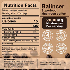 Balincer Mushroom Coffee powder-dispense shows ready to use blend.