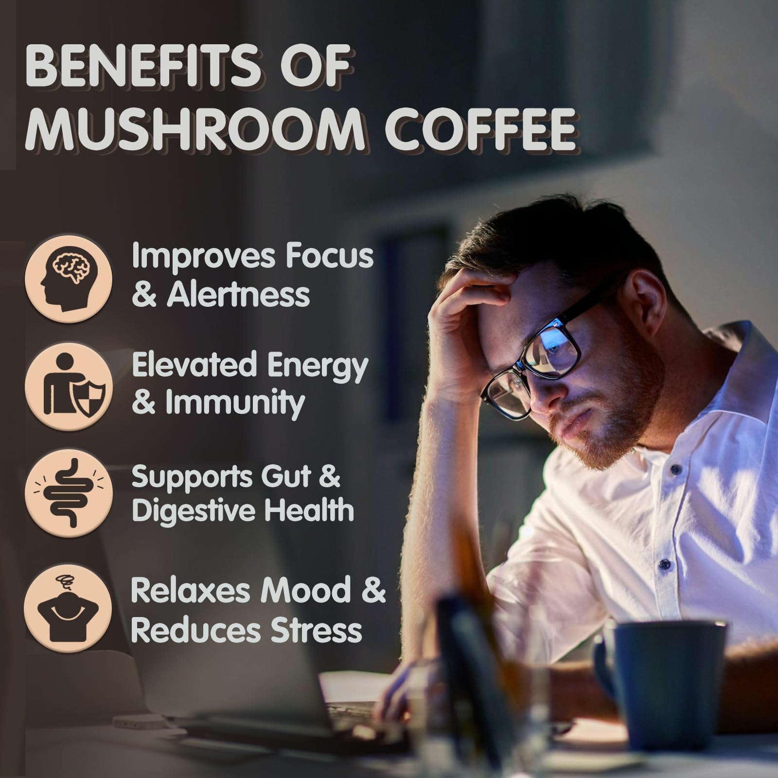 Balincer Mushroom Coffee prepared latte for a comforting pick-me-up.