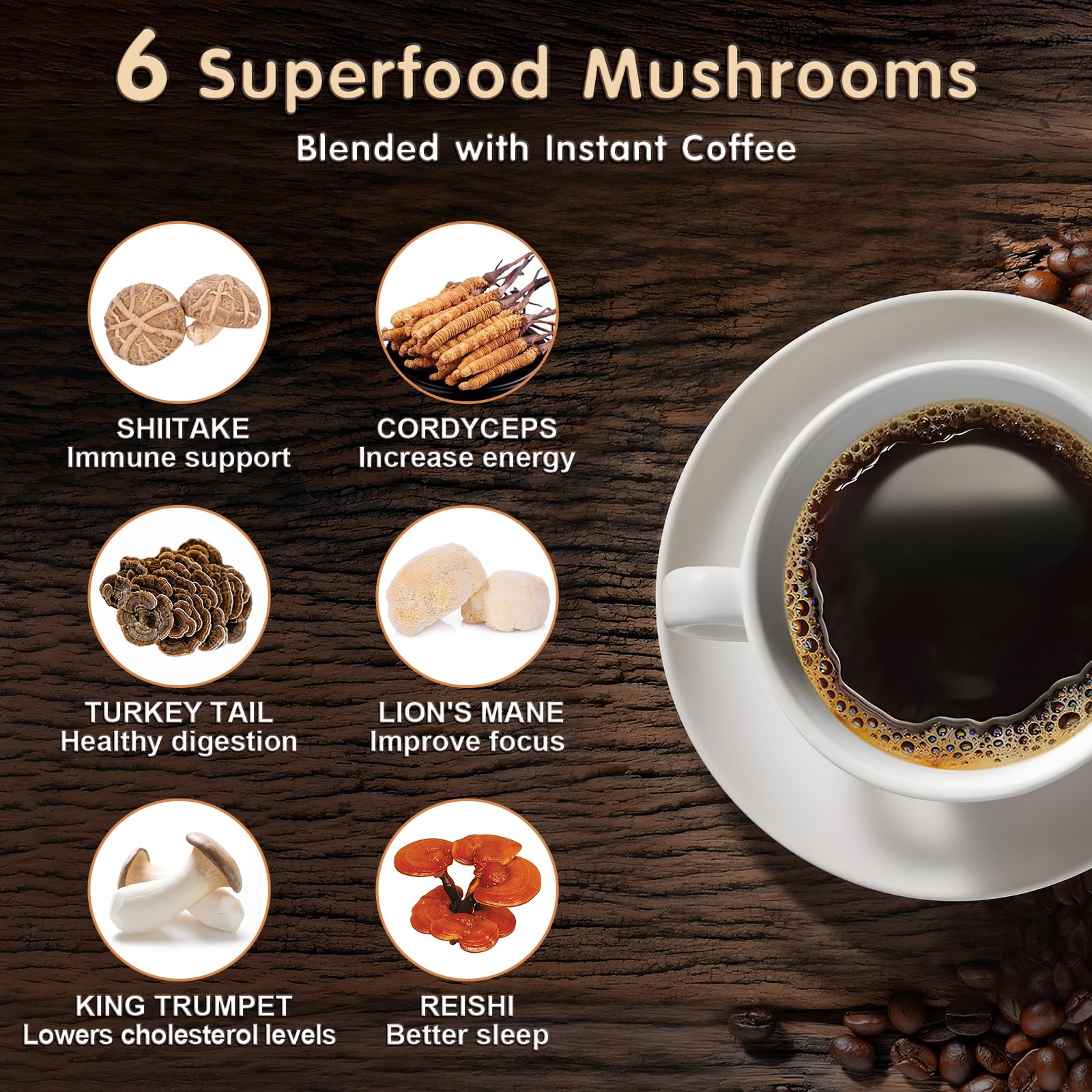 Balincer Mushroom Coffee steaming cup signals focus and warmth.