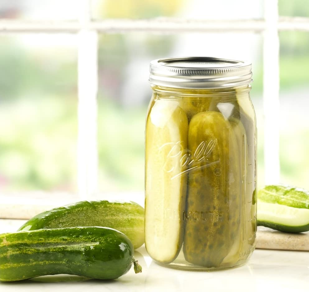 Ball quart jar in use for canning fruits and vegetables with reliable seal