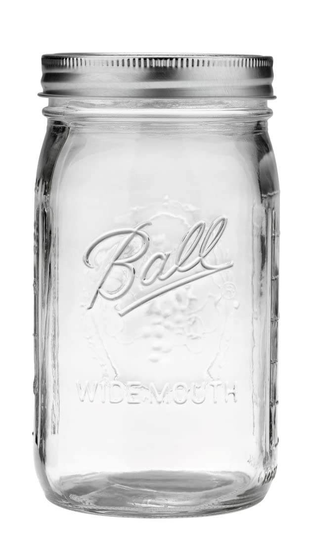 Ball wide-mouth glass preserving jar ready for easy sealing and long-lasting storage