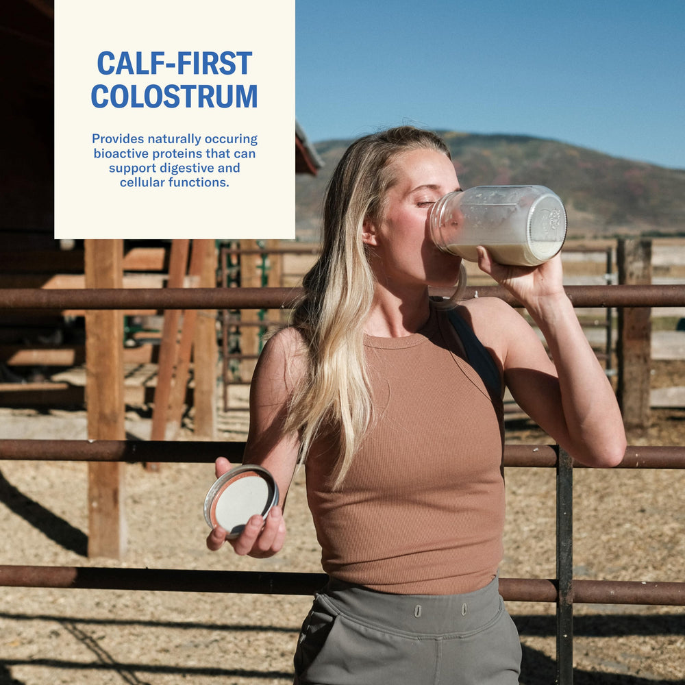 Ballerina Farm bovine colostrum closeup from farm stock.
