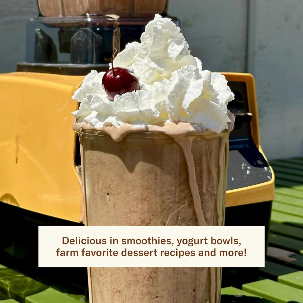 Ballerina Farm Collagen peptides and whey blend image supports smoothie versatility.