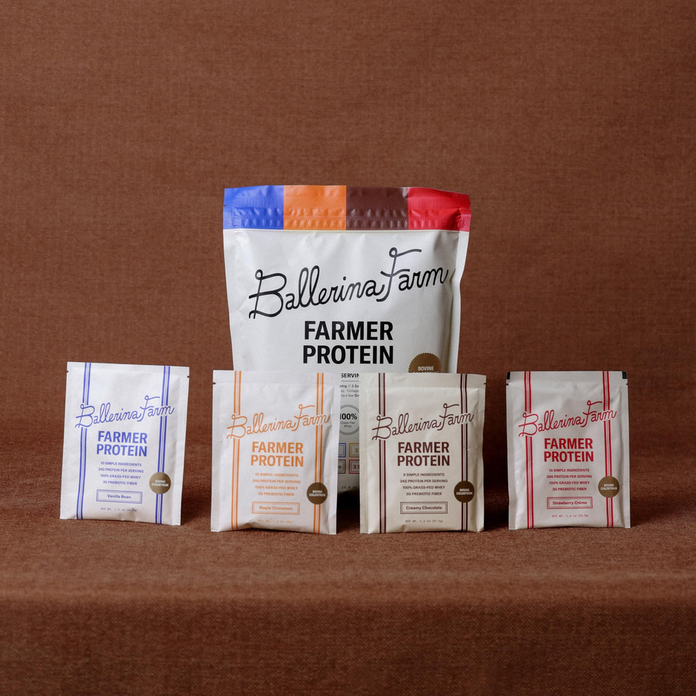 Ballerina Farm ingredients scene with bowl of powder for balanced daily nutrition