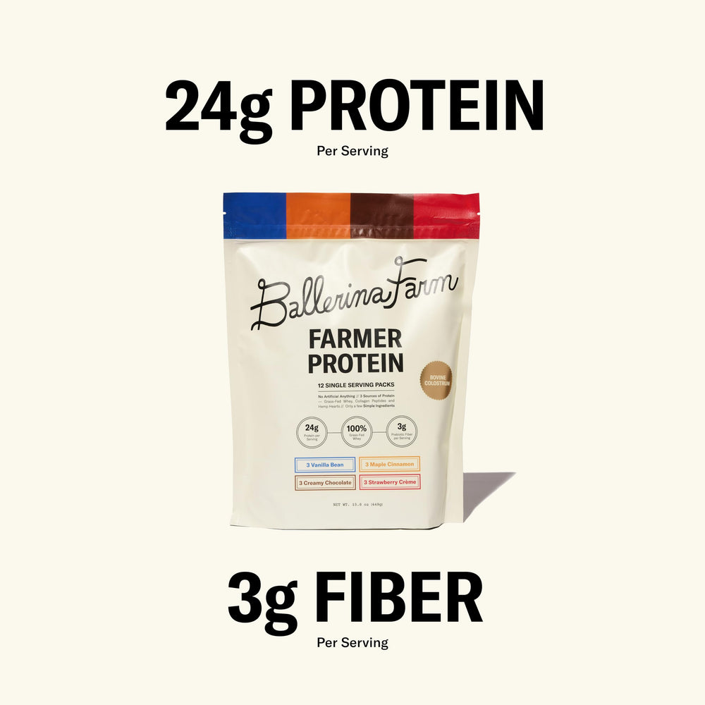 Ballerina Farm serving spoon with powder for quick protein boost in mornings