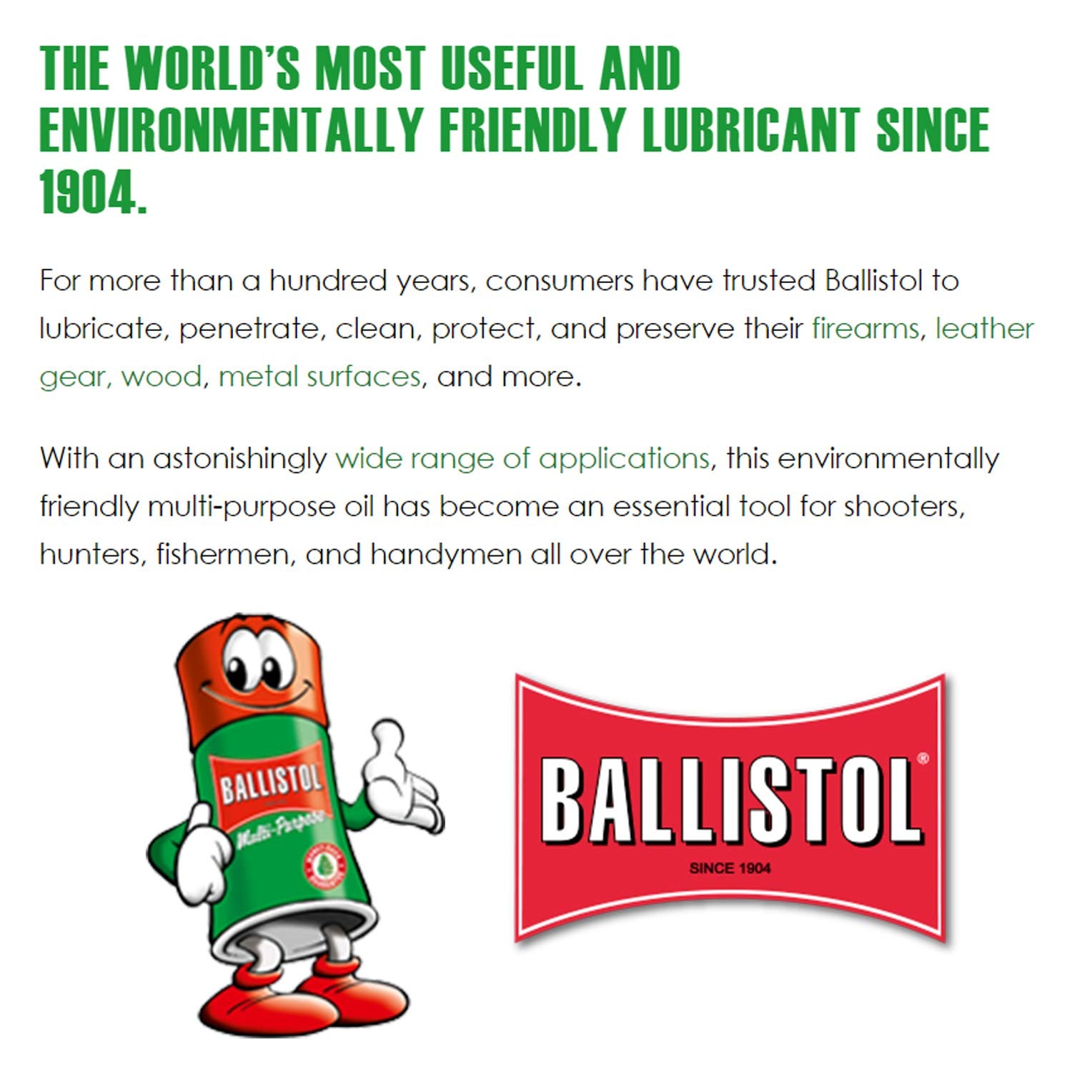 Ballistol aerosol can side view, showcasing multi-purpose formula for cleaning and protecting.