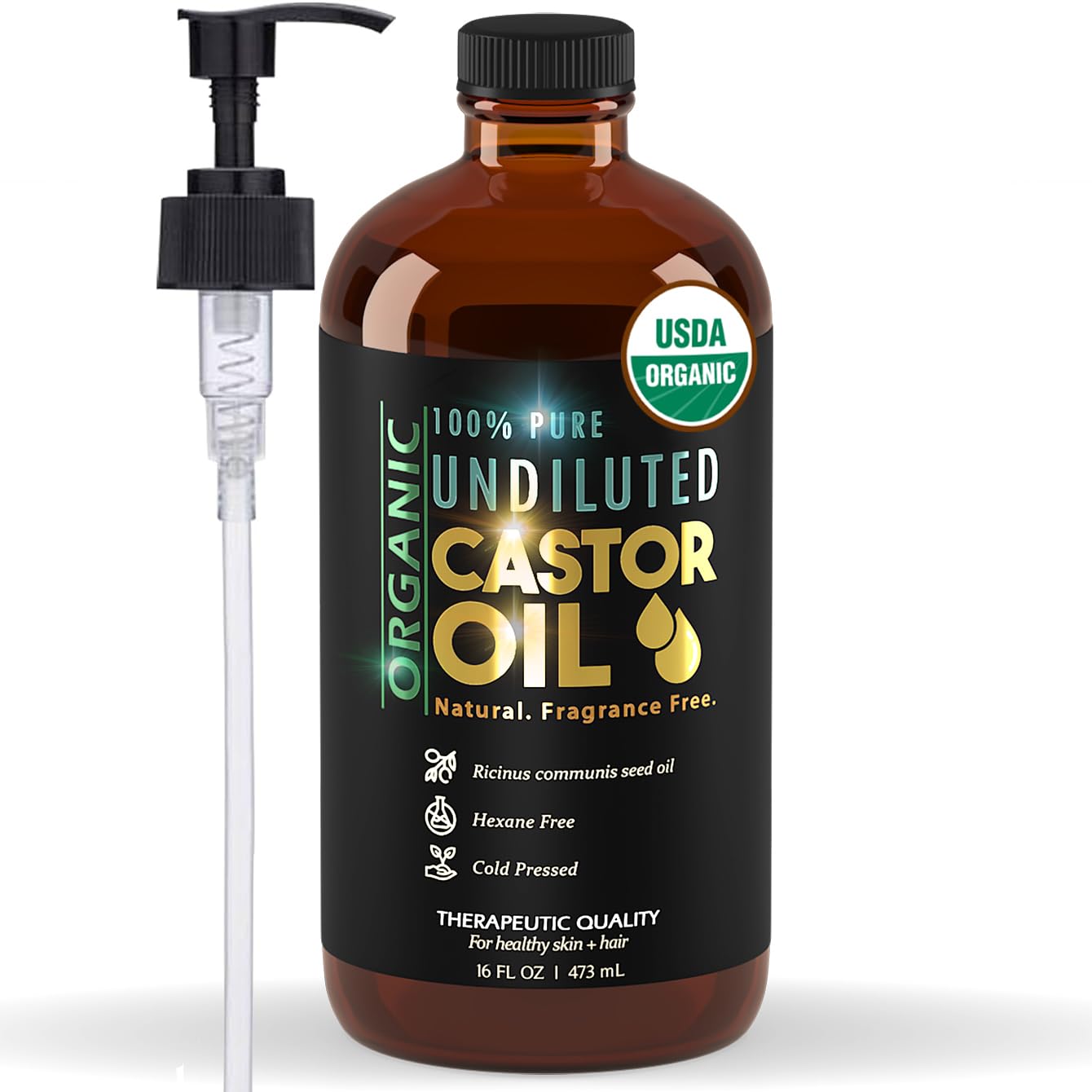 BALM OF GILEAD organic castor oil bottle with pump for easy daily application