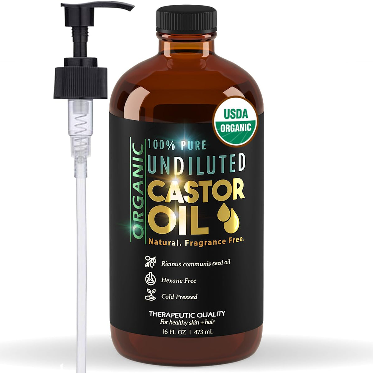 BALM OF GILEAD organic castor oil bottle with pump for easy daily application