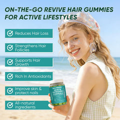 Balmbare Revive Gummies featuring pearl powder for hair vitality.