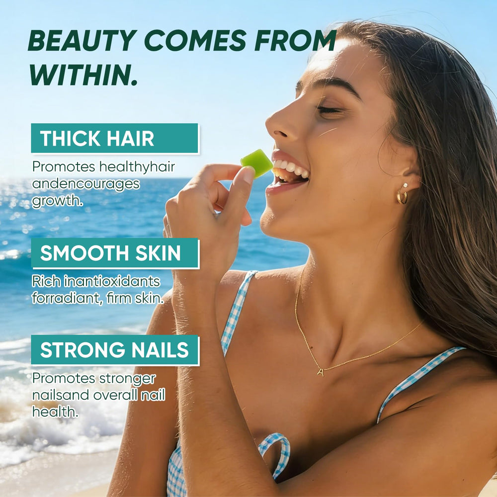 Balmbare Revive Gummies jar highlighting minerals for scalp support.