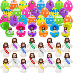 Bamamon 24-piece Easter eggs with Jesus figures inside for exciting egg hunts.