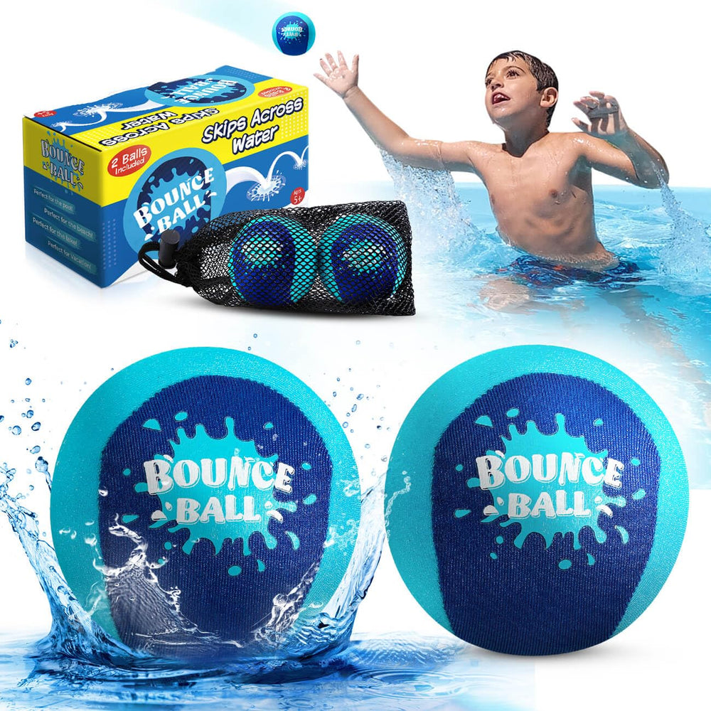 Bambilo water skipping ball 2-pack skipping across water for backyard fun.