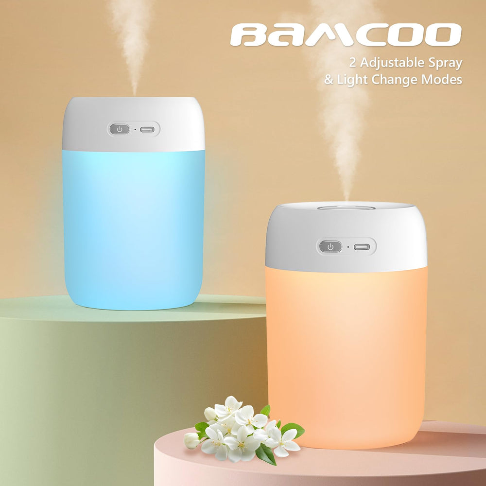 BAMCOO humidifier on bedside table with quiet operation.