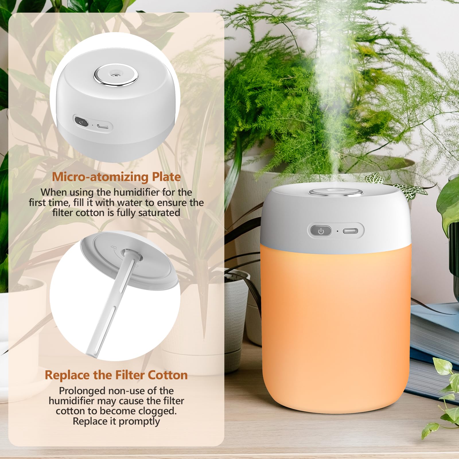BAMCOO compact humidifier placed on an office desk.