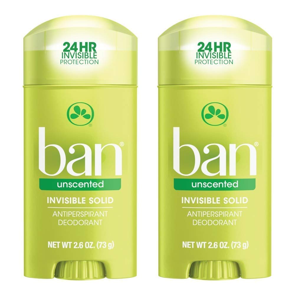 Ban Invisible Solid Unscented anti-perspirant for all-day protection with no fragrance.