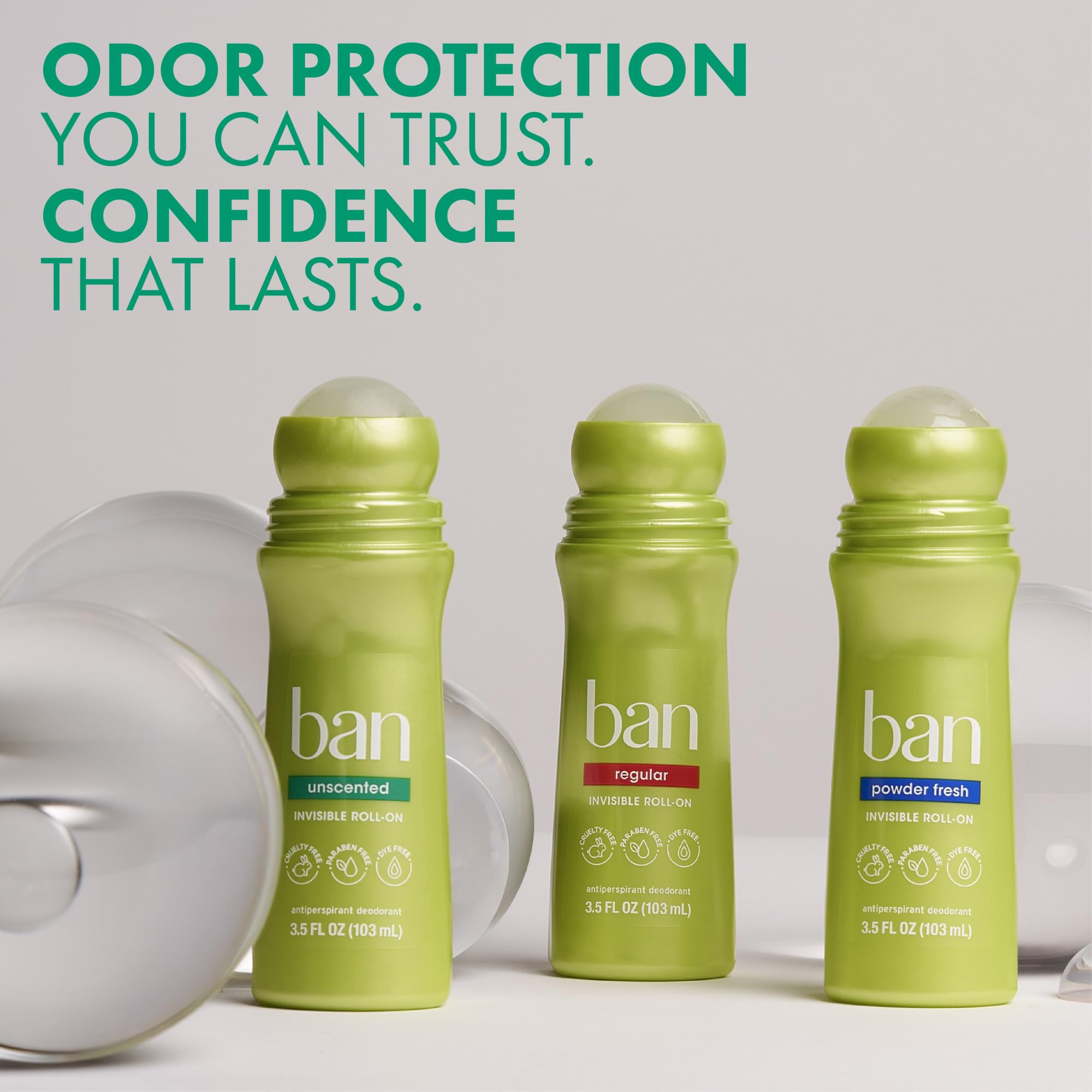Ban Invisible Roll-On pack-2 display highlights value and convenience