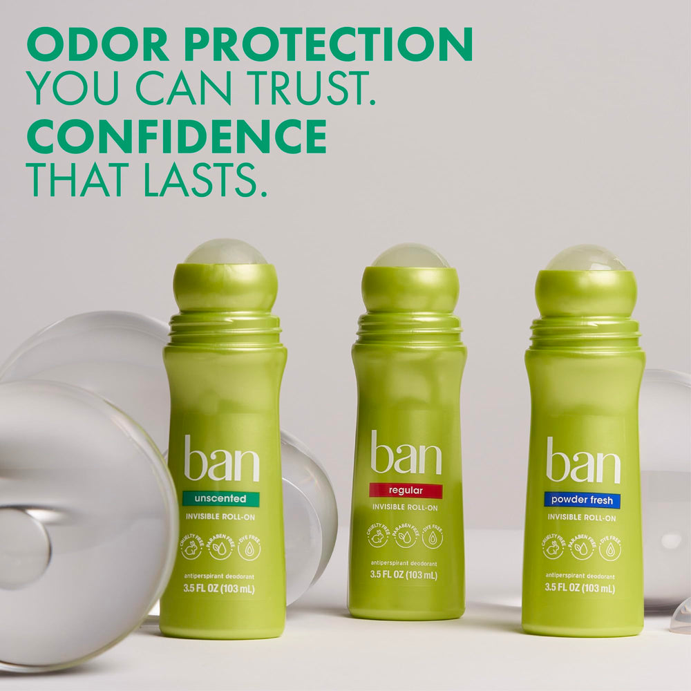 Ban Invisible Roll-On pack-2 display highlights value and convenience
