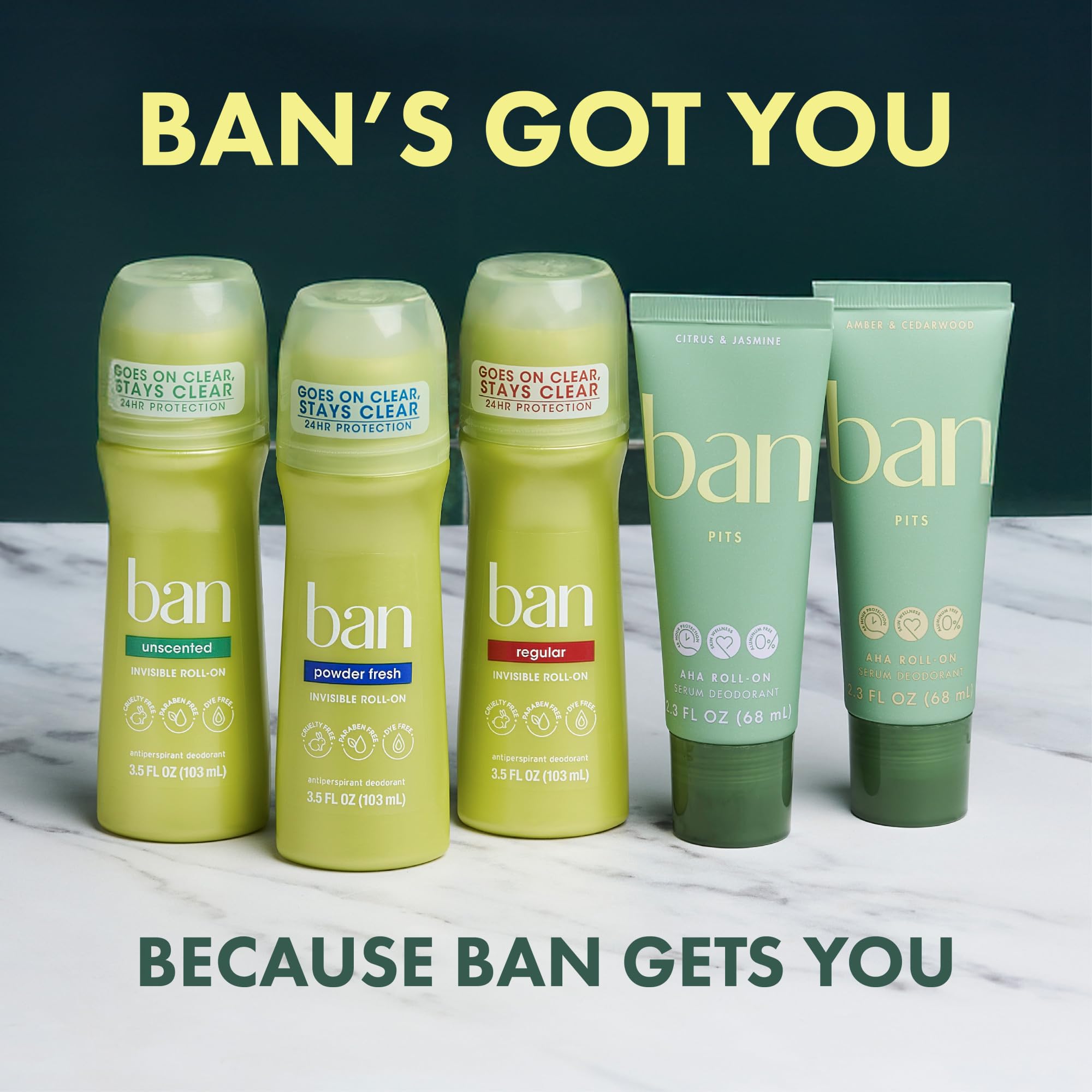 Ban Invisible Roll-On suitable for sensitive skin and daily use