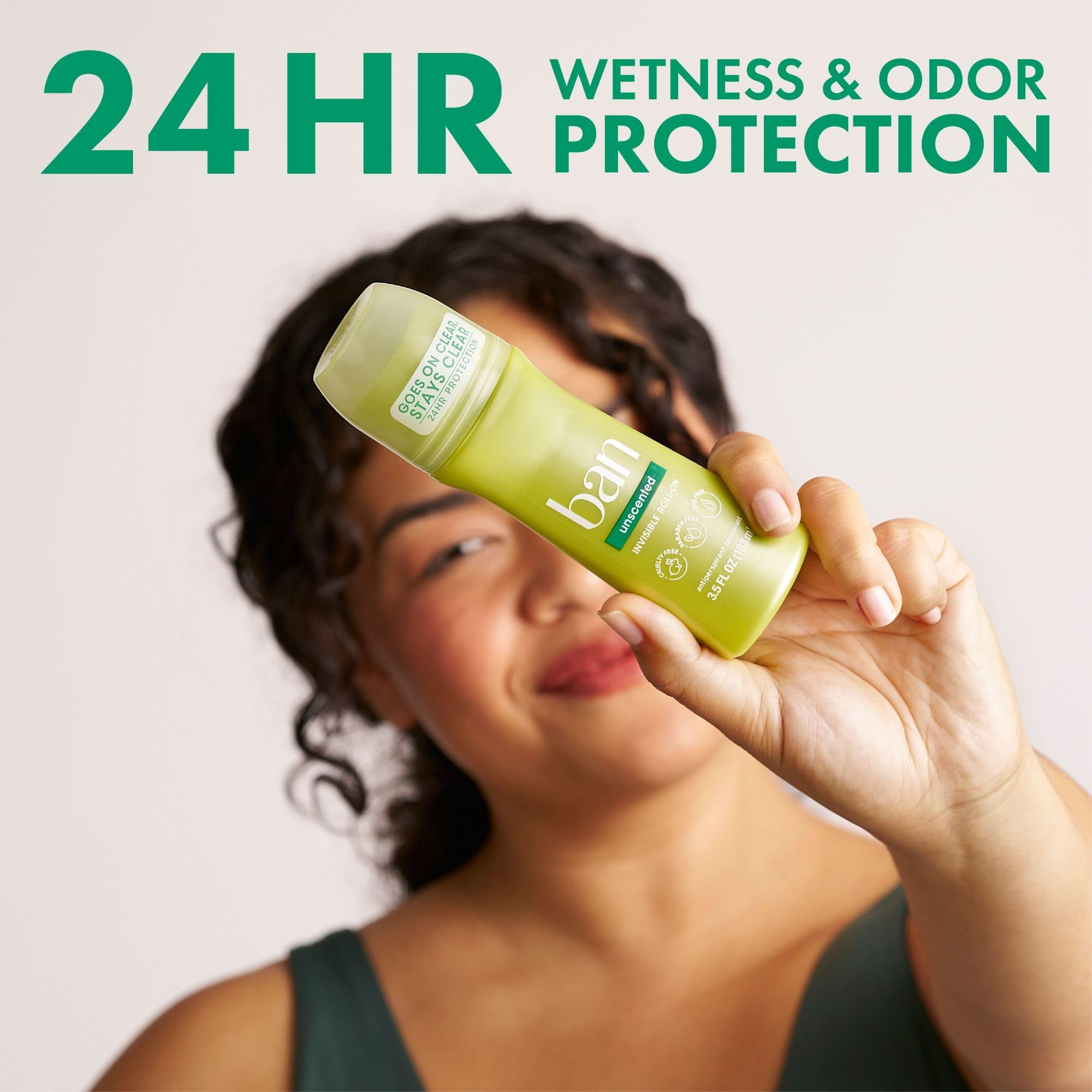 Ban Invisible Roll-On unscented formula keeps odor-free