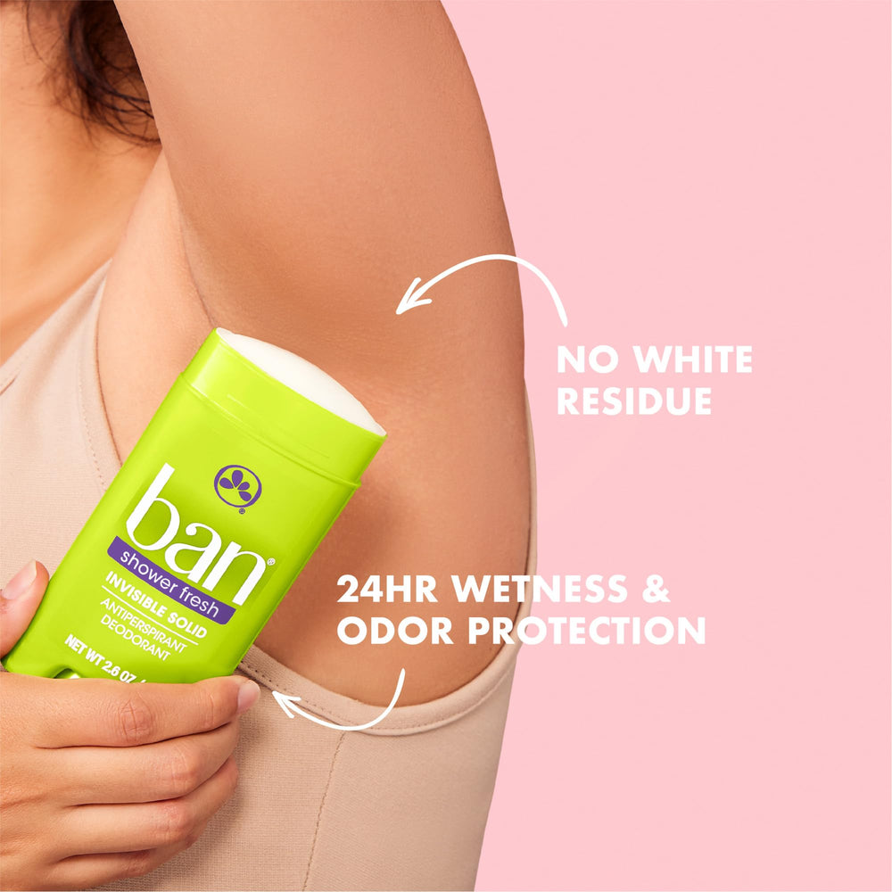 Ban Invisible Solid Deodorant 24-hour protection for all-day odor and sweat control