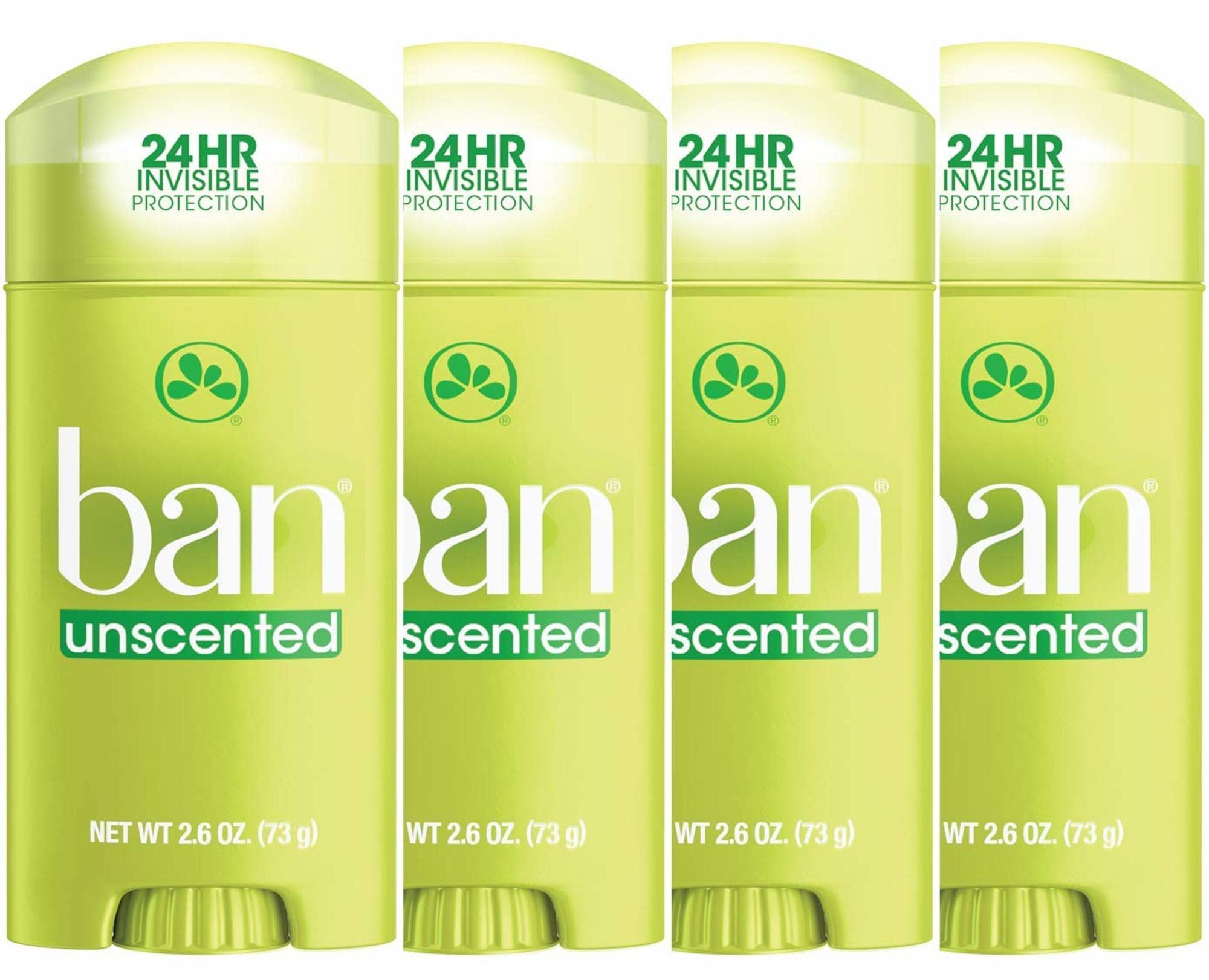 Ban Invisible Solid deodorant stick shows a clear, all-day protection finish.
