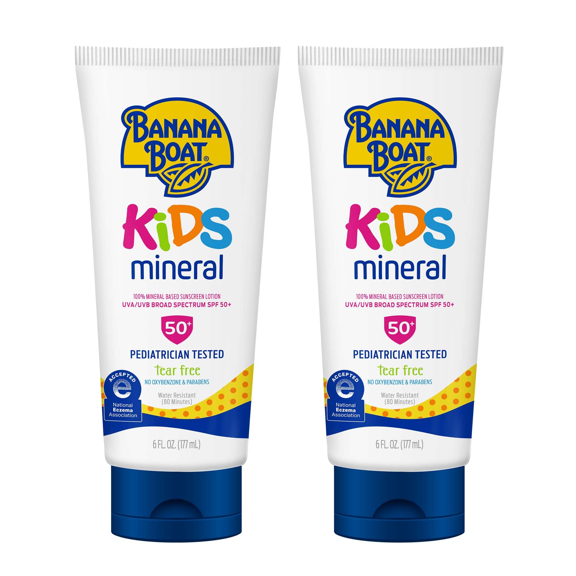 Banana Boat Kids Mineral Sunscreen Lotion SPF 50 bottle protecting kids outdoors