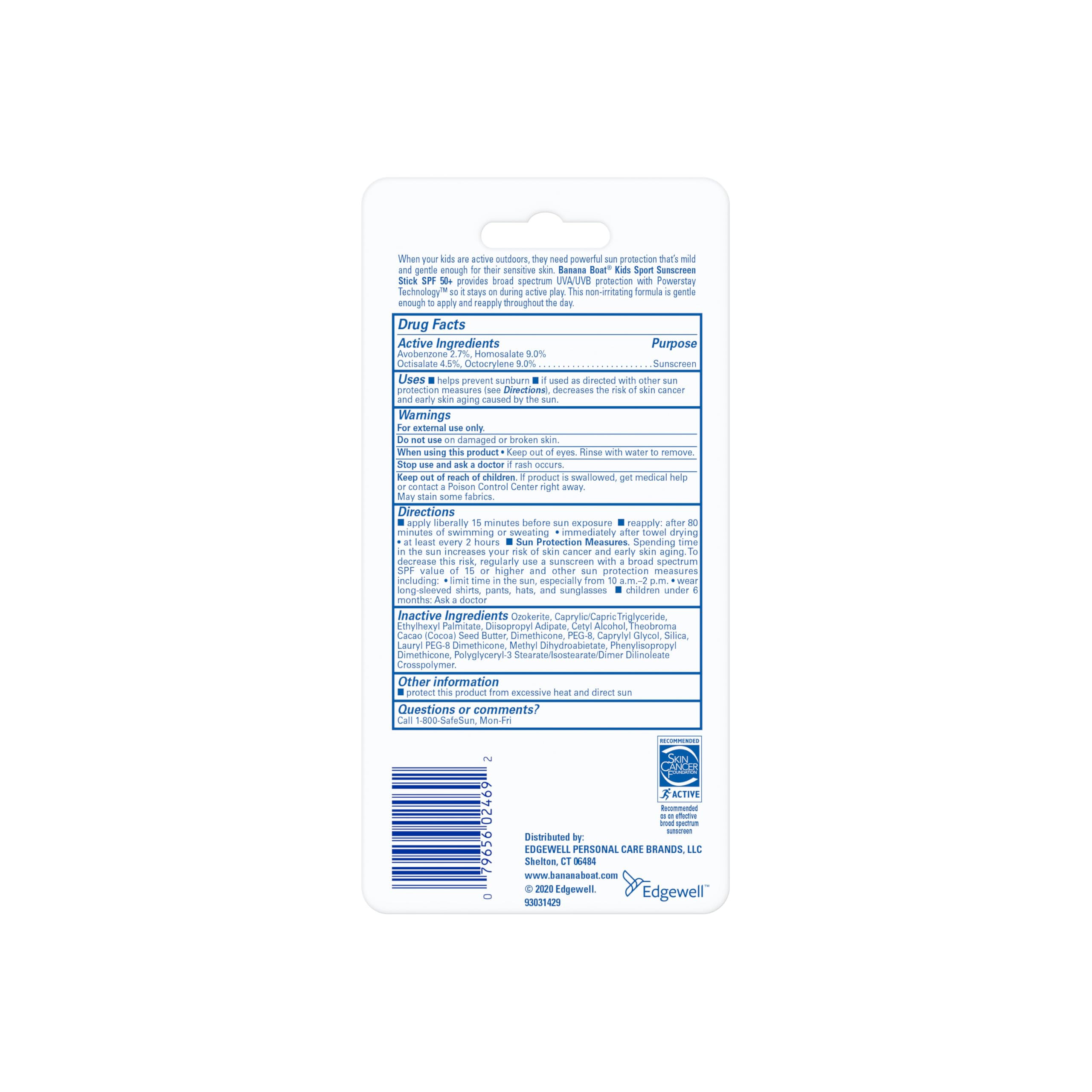 Banana Boat Kids Sport Sunscreen Stick shown as water-resistant protection during activity.