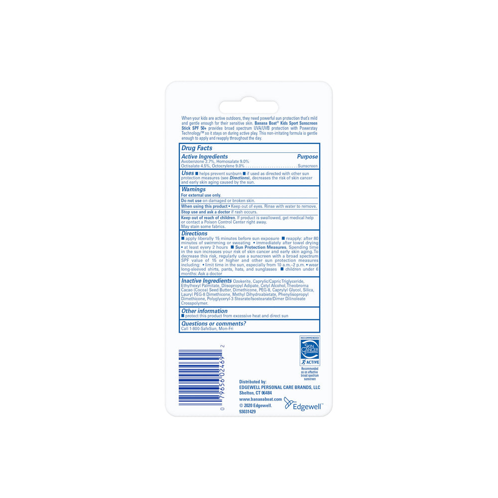 Banana Boat Kids Sport Sunscreen Stick shown as water-resistant protection during activity.
