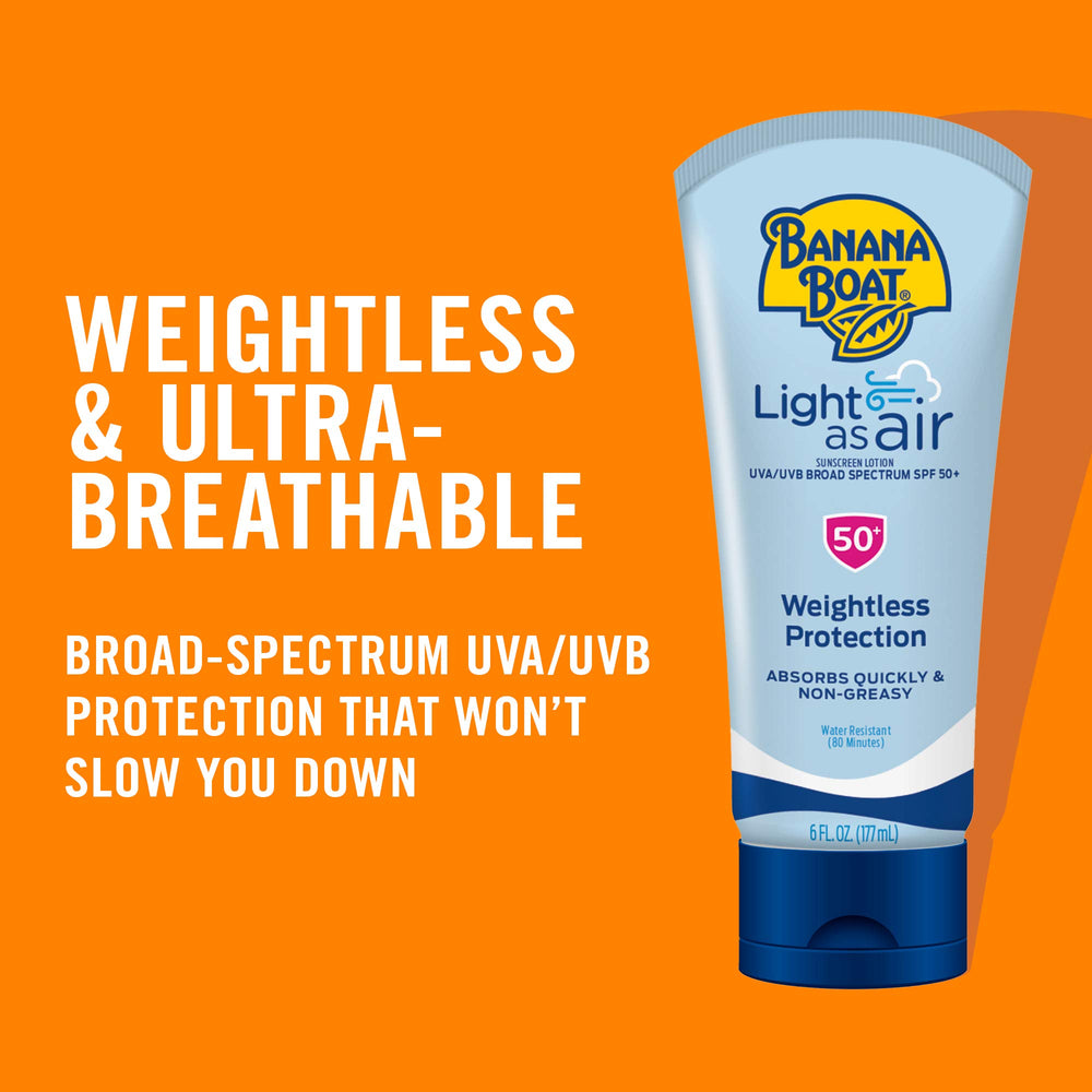 Sunscreen absorbs quickly, Banana Boat Light As Air SPF 50 for winter activities.